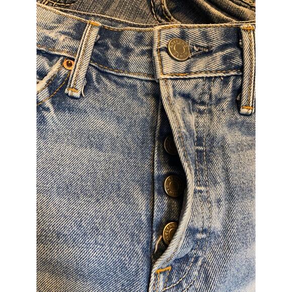 GRLFRND Kerry Short Me and You Rigid Denim 100% Cotton Button Fly Destroyed 23" - Picture 6 of 6